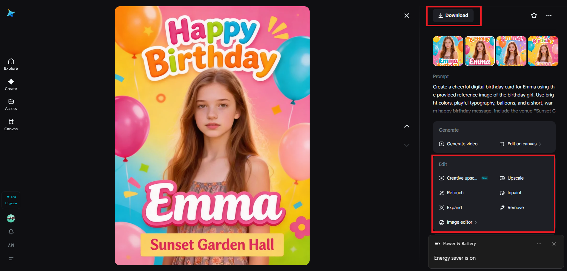 Review, refine, and download your greeting
