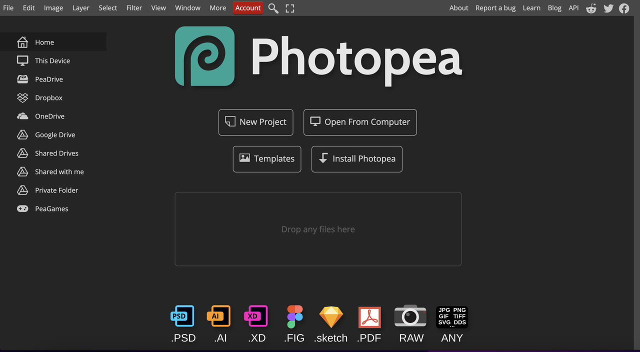 Bild in Photopea importieren