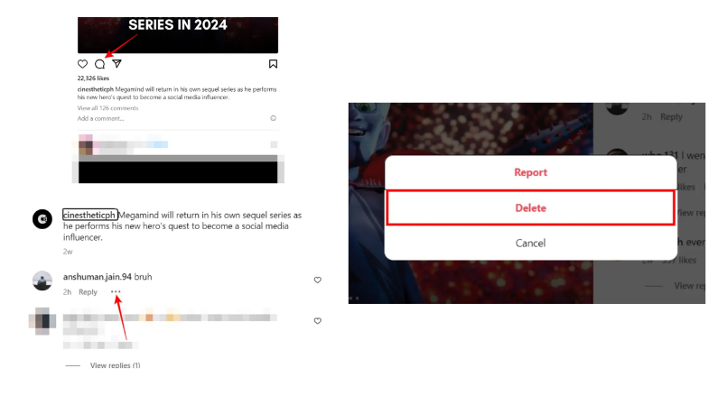 Eliminar mi comentario en Instagram en el escritorio