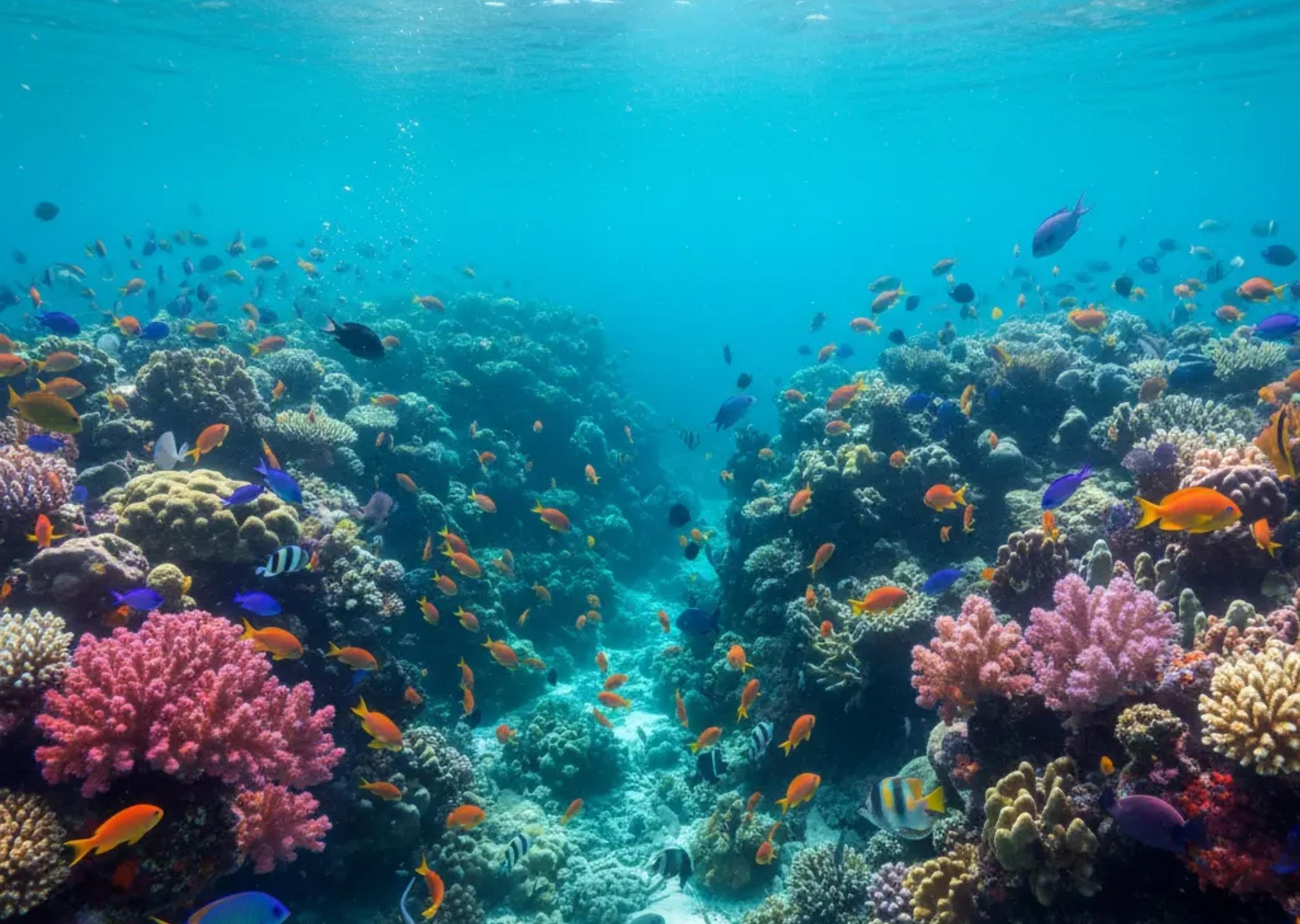 Un récif de corail coloré sous une eau turquoise