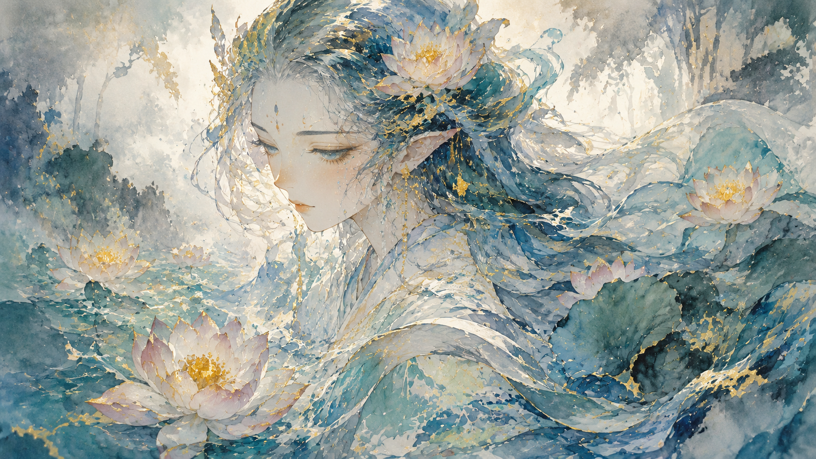 Ätherische Aquarell-Anime-Porträts