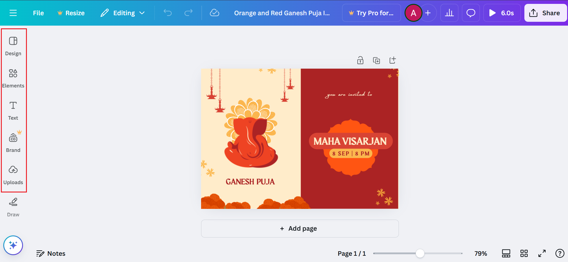 design del biglietto d'invito durga puja