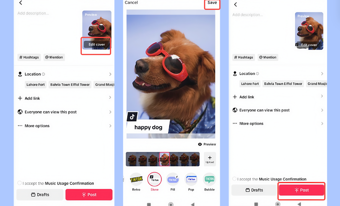 Редагуйте ескізи на TikTok