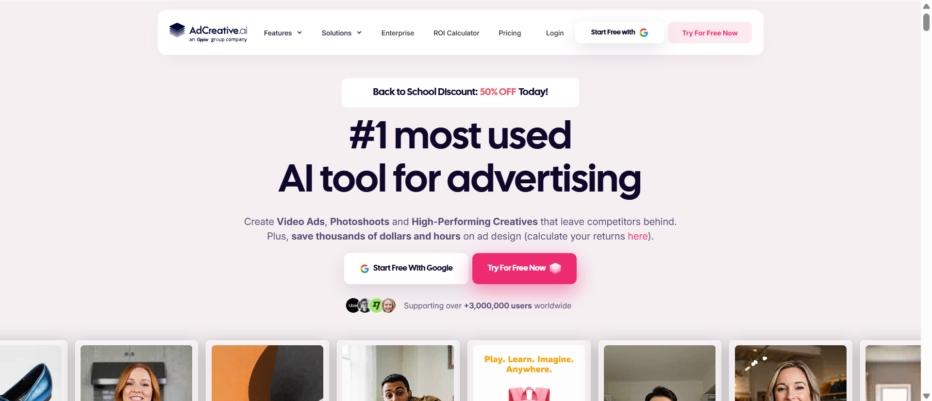 Antara muka AdCreative.ai