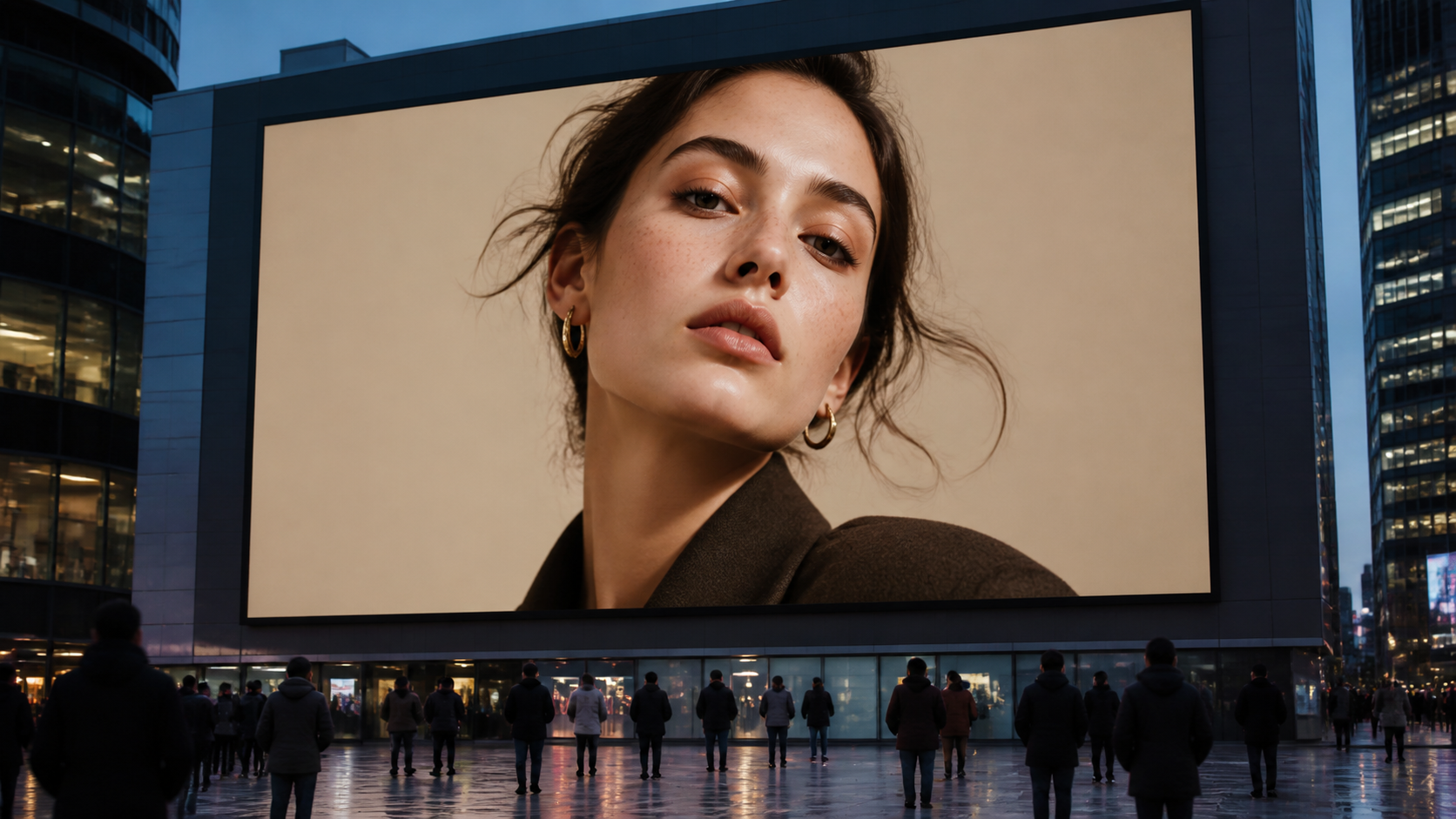 Verander uw foto in een Billboard Takeover-prompt voorbeeld 1 - Verander uw foto in een Billboard Takeover-studioscène