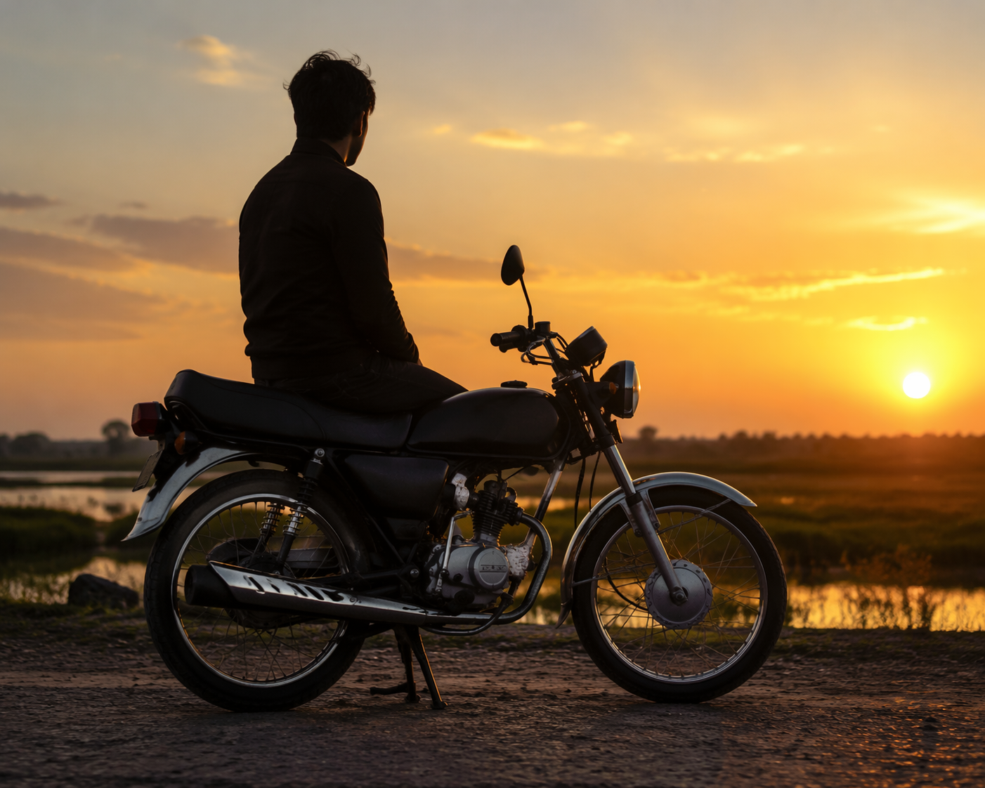 Dreamina Gemini ChatGPT Honda 125 bike prompt prompt example 4: Countryside Road Scene