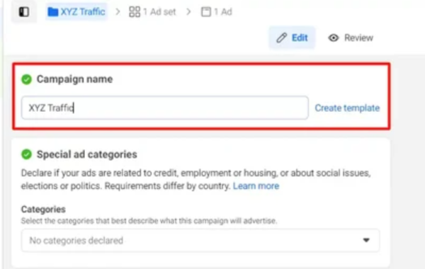 Đặt chi tiết chiến dịch trong Trình quản lý quảng cáo Facebook