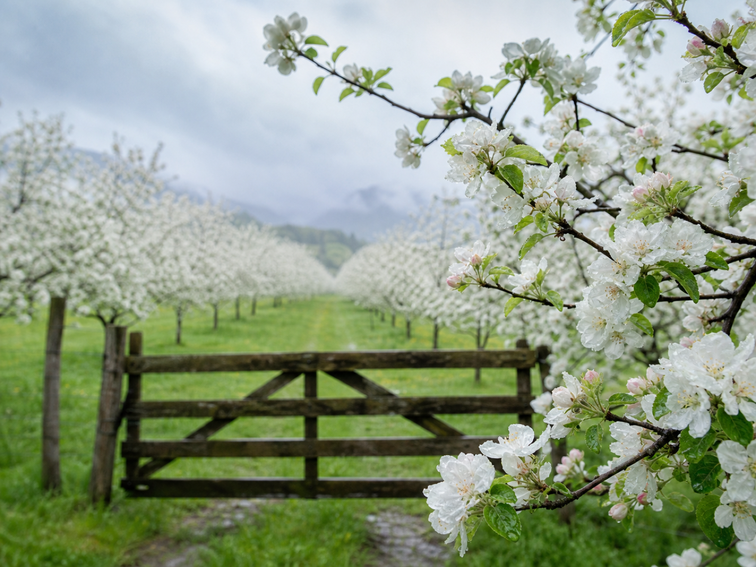 Spring blossom orchard