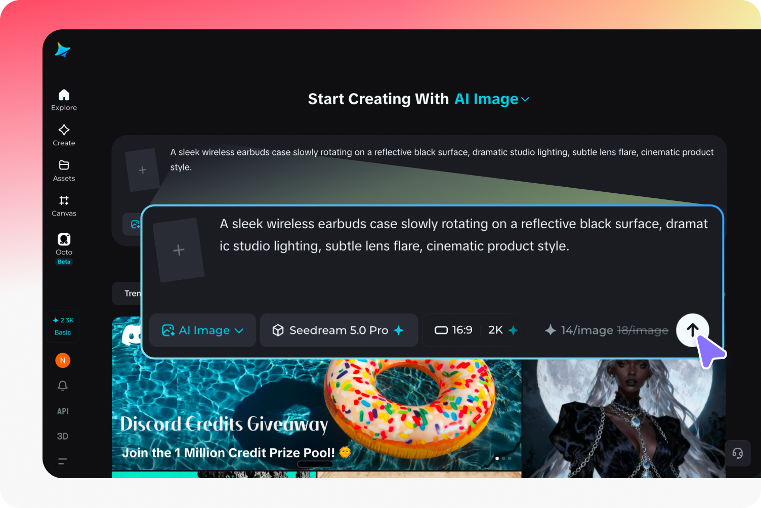Write your prompt and generate an image