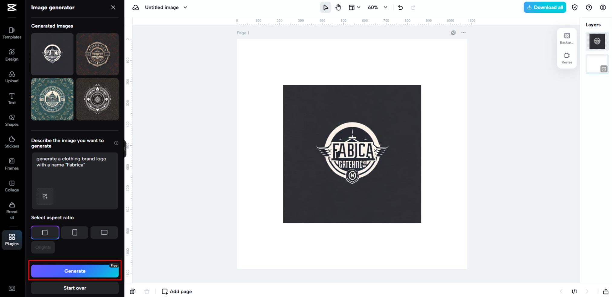 Conversione del testo in un logo su CapCut Web