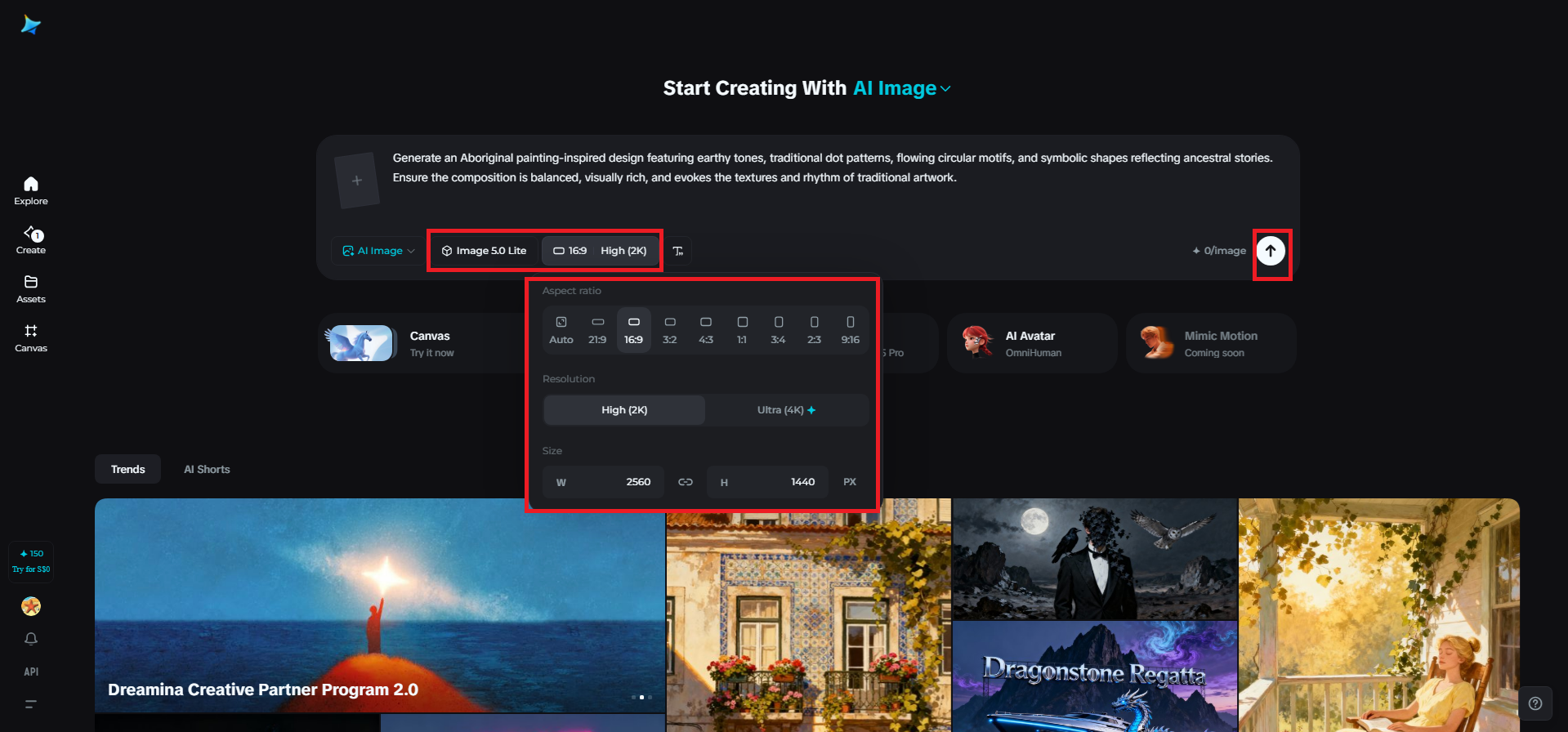 Select the model and adjust settings