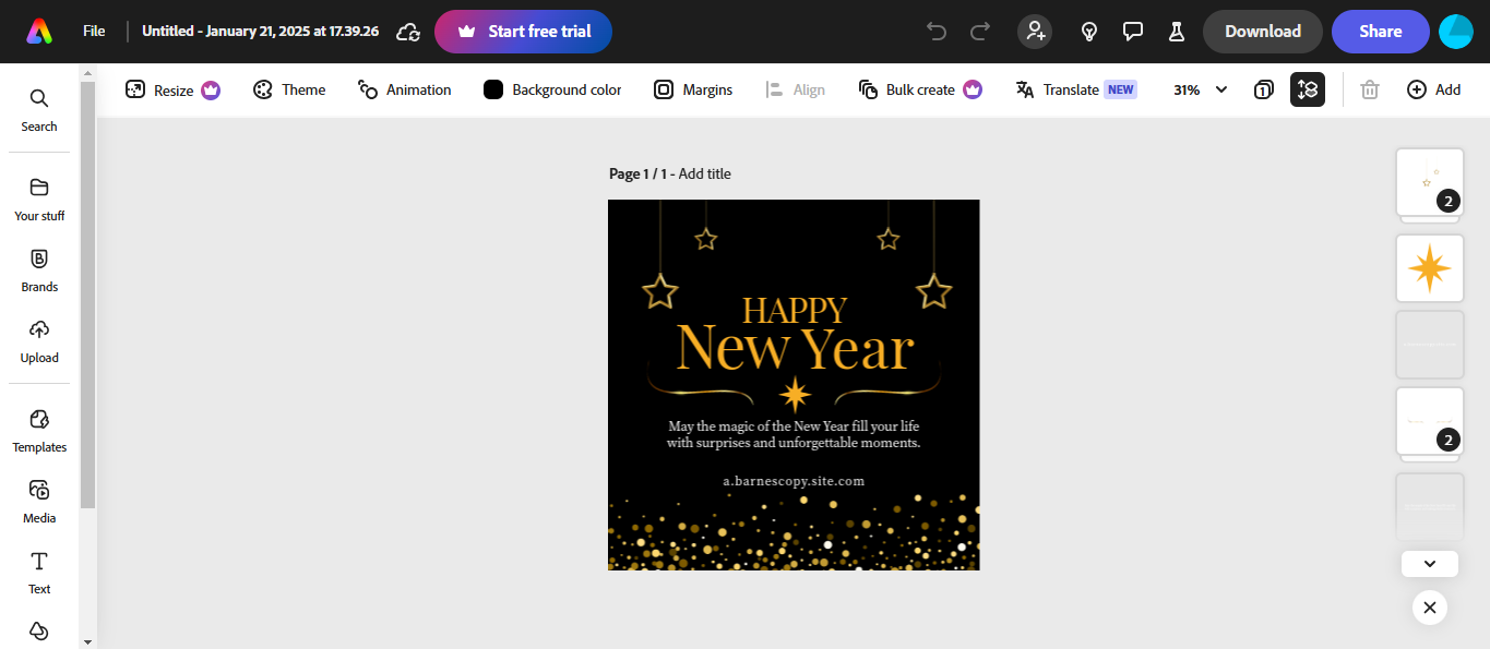 Make a New Year poster at Adobe Express