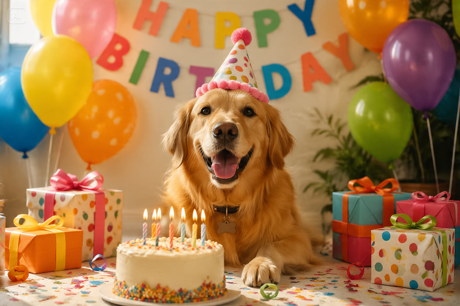 Jolie invite de célébration d'anniversaire pour animaux de compagnie