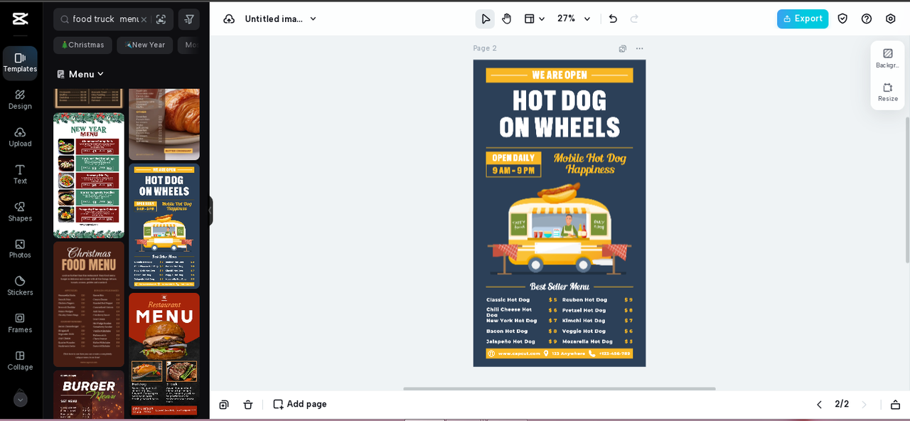 food truck menus