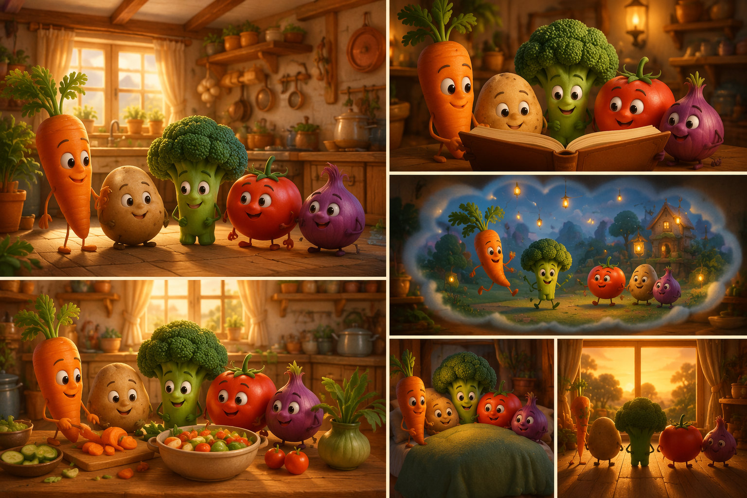 Exemple d'invite vidéo du générateur d'histoires de légumes Dreamina IA 1 : Garden Team Adventure