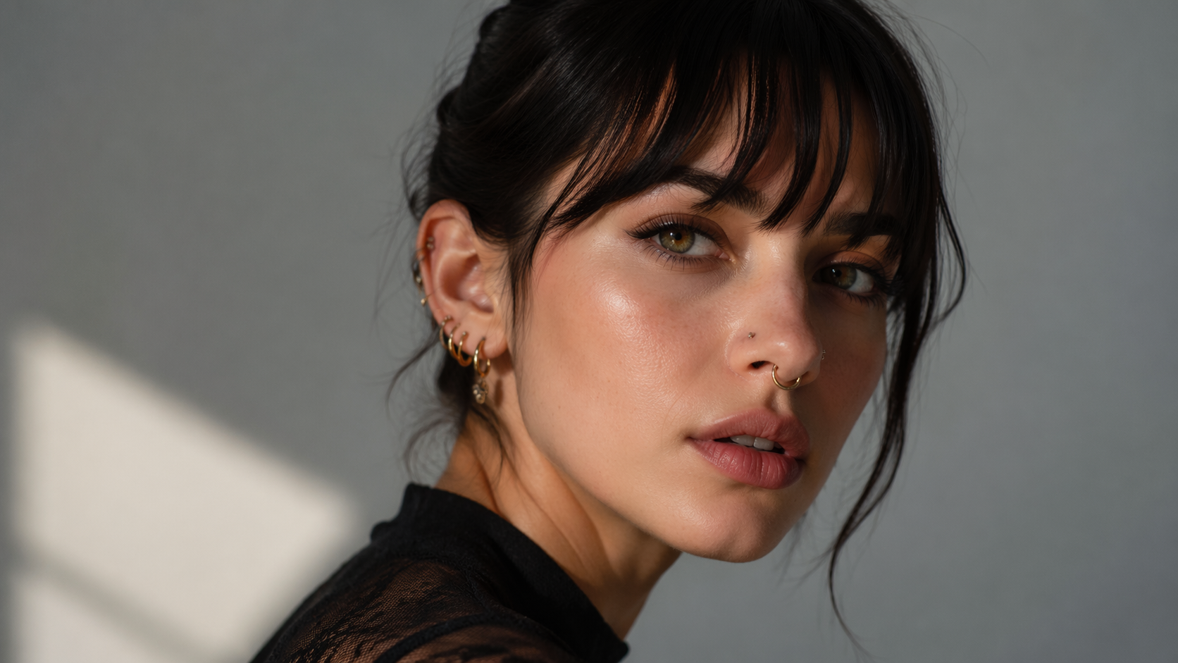 Dreamina piercing filter prompt exempel 4: Redaktionellt Piercing Porträtt