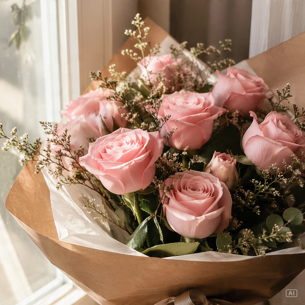 Pink rose bouquet profile picture generated by Pippit