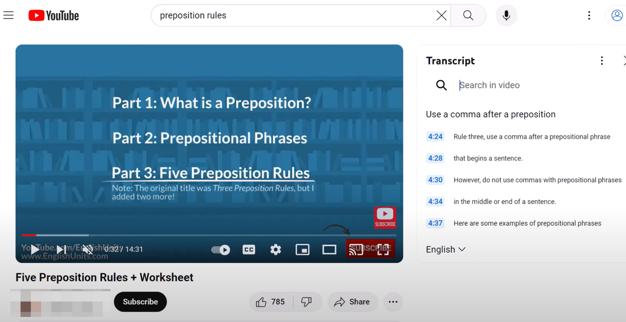 Interface of YouTube Transcript - the best plugin to get YouTube video text scripts