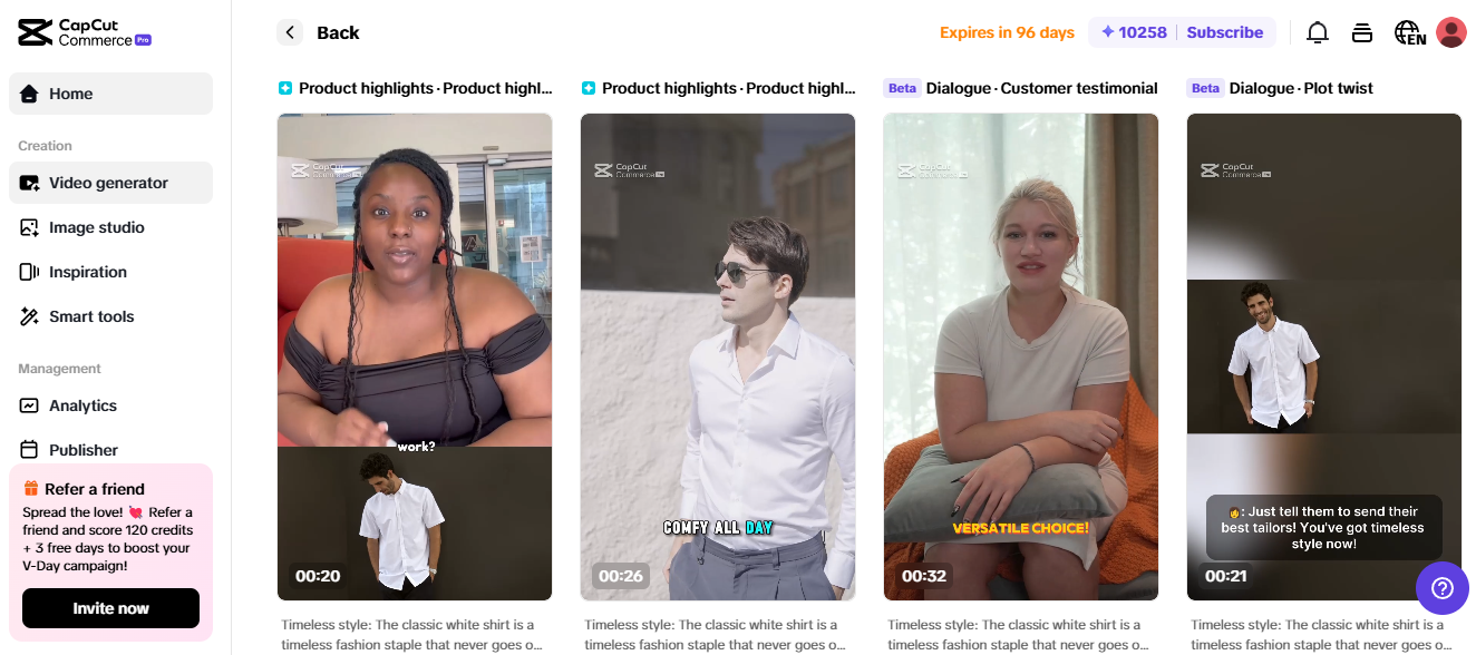 Pippit video generator processing AI-generated content, showcasing video marketing automation for eCommerce.