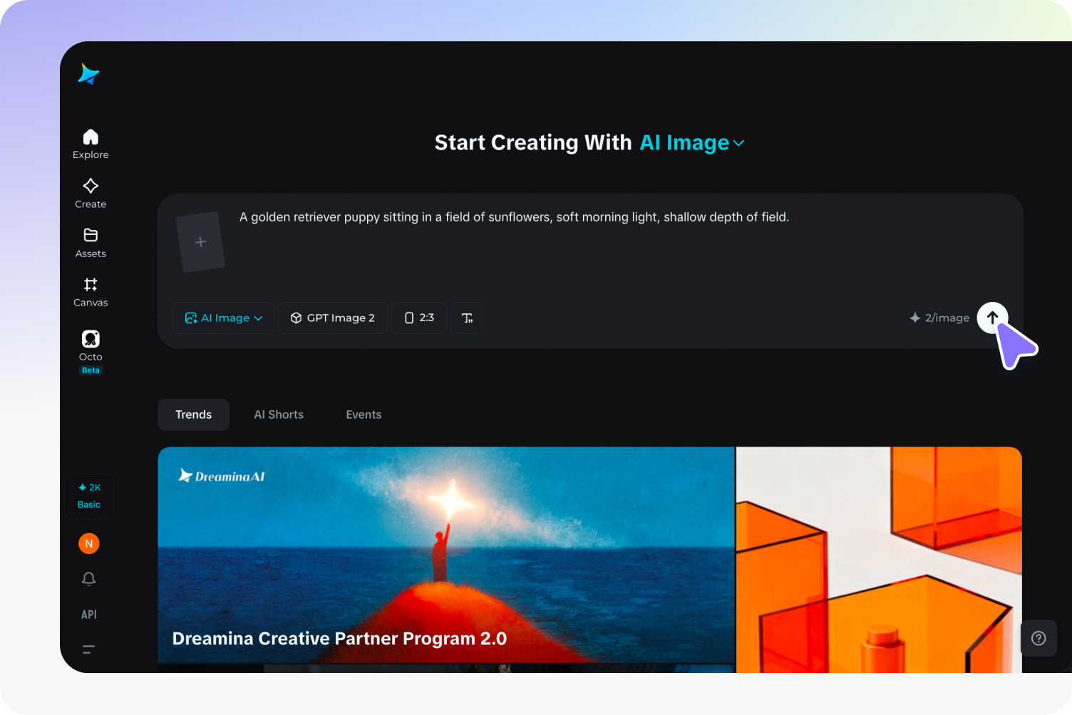 Open the image generator and write your prompt