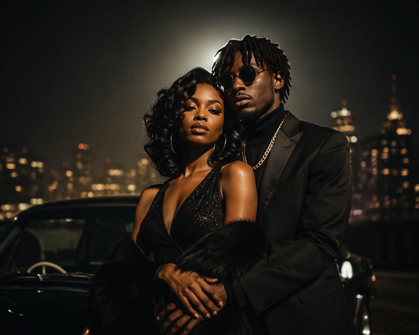 Dreamina Black Beatles Couple prompt example 2