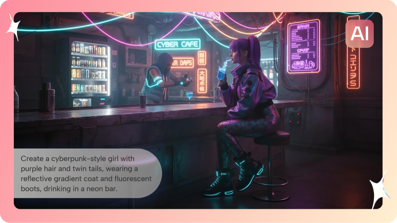Generate a cyberpunk AI character portrait