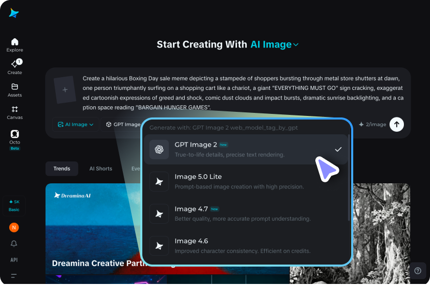 Choose your image model and generate