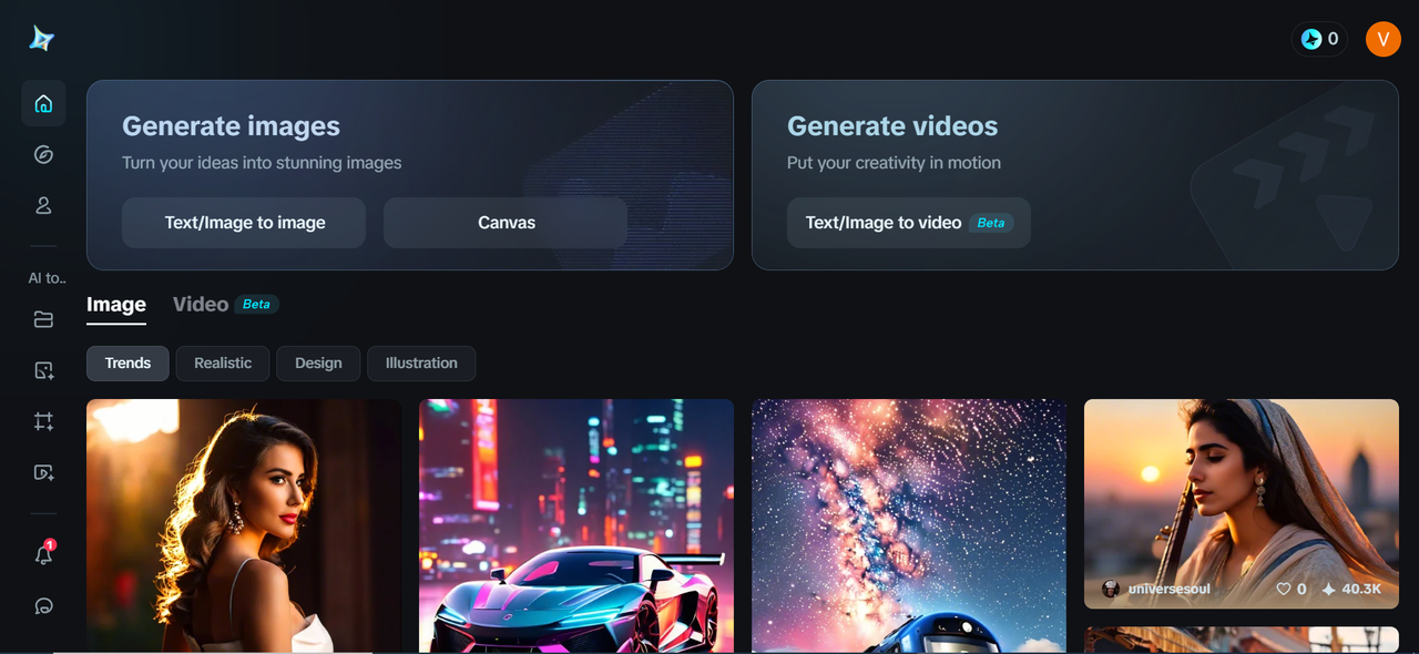 Afbeelding met Dreamina 's beeldgenerator-interface