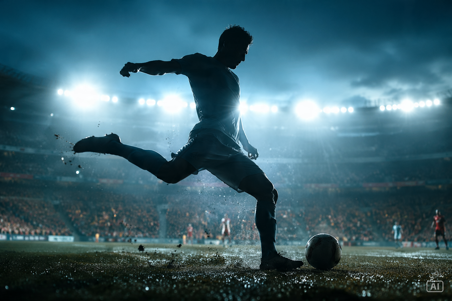 Silhouetted football player wallpaper generated by Pippit
