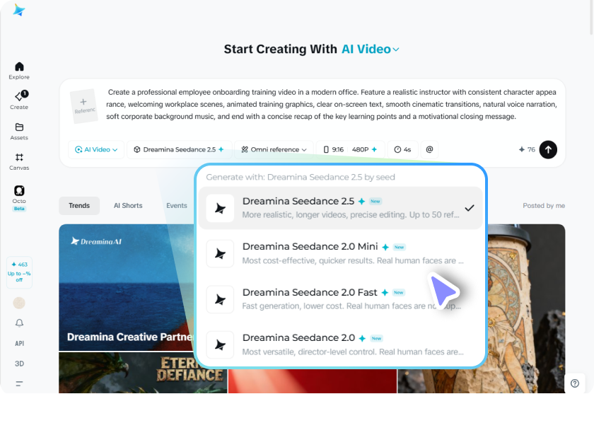 Choose a model, customize settings, and generate