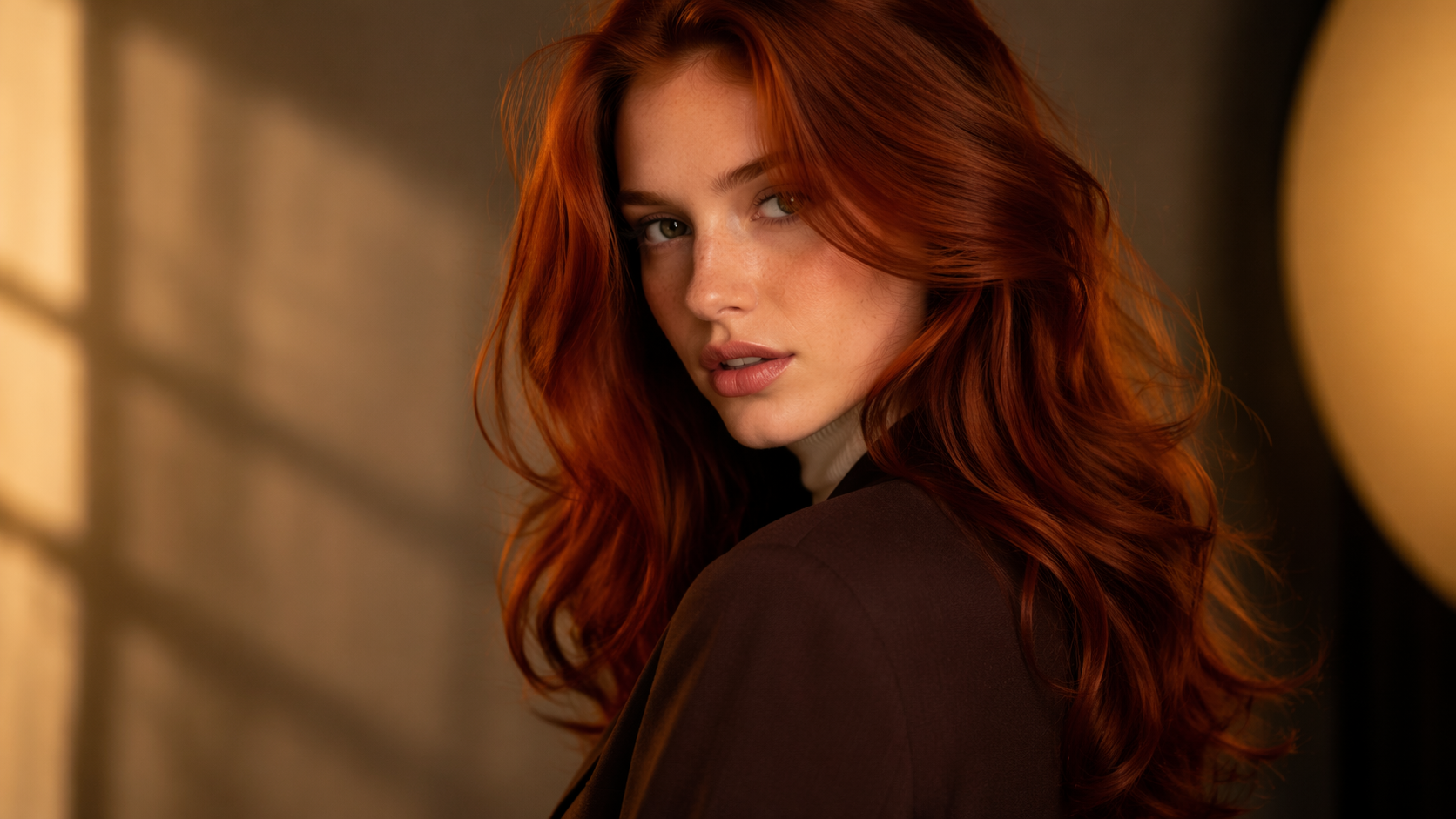 Contoh cepat filter rambut merah Dreamina 5: Gelombang Auburn Kaya