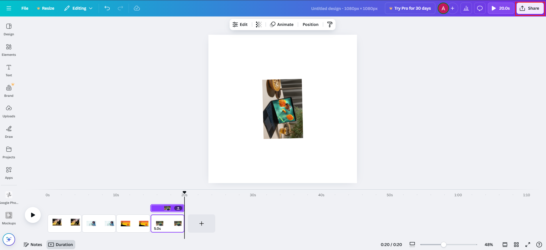 Téléchargement de vidéo après avoir utilisé l'outil en ligne IA photo-to-video