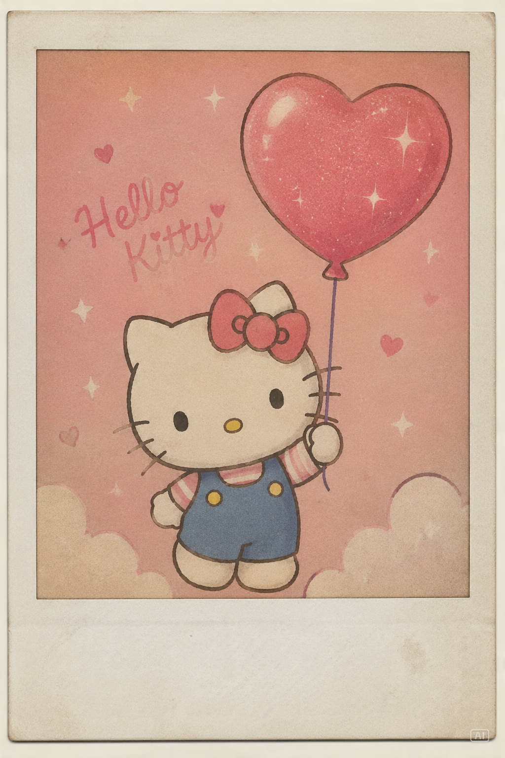 Retro Hello Kitty polaroid mobile wallpaper generated by Pippit