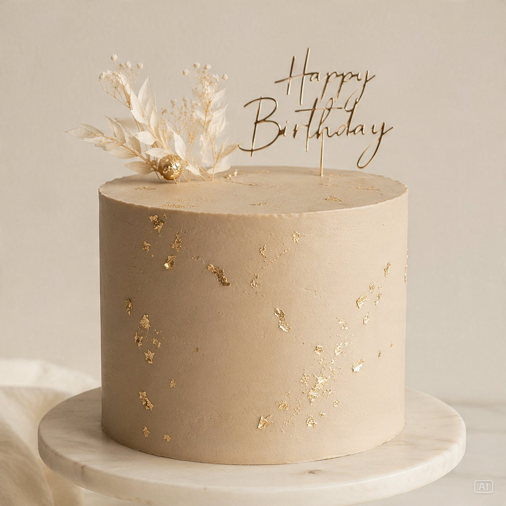 Minimalist nude tone 34th birthday cake generated by Pippit