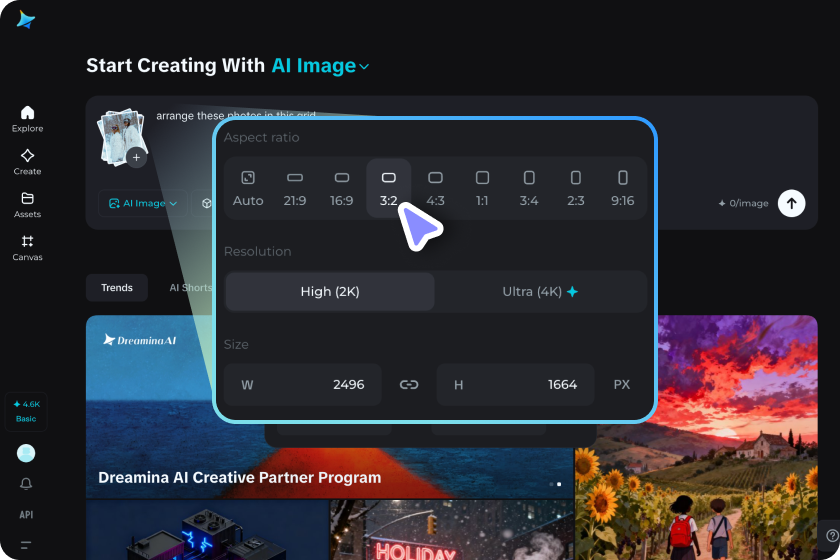 upload photos and let AI arrange them in the grid
