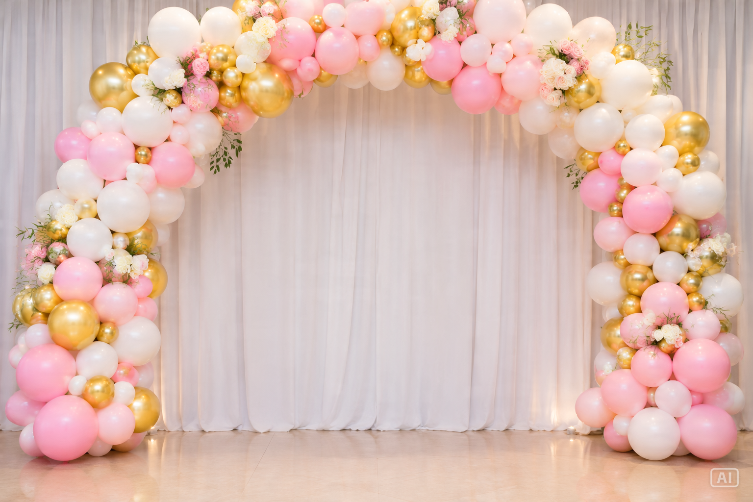 Balloon arch birthday backdrop generated by Pippit