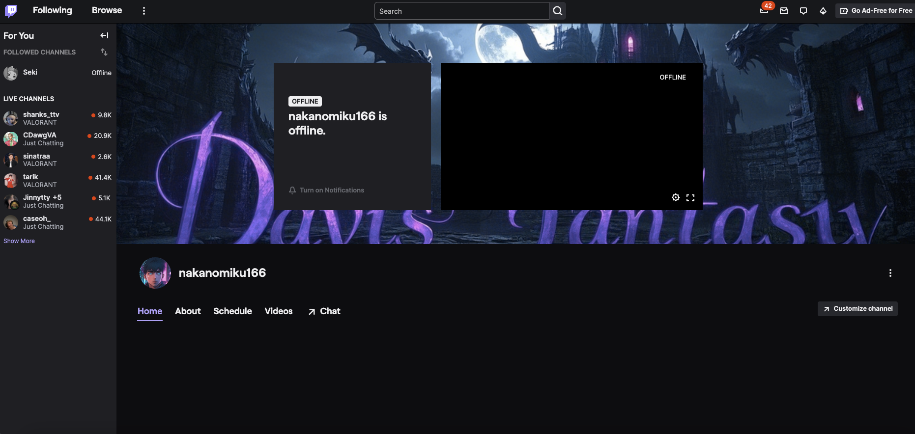 Dreamina: banner de perfil de Twitch