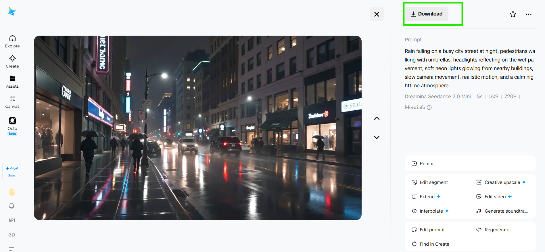 Exporting a finished AI-generated video