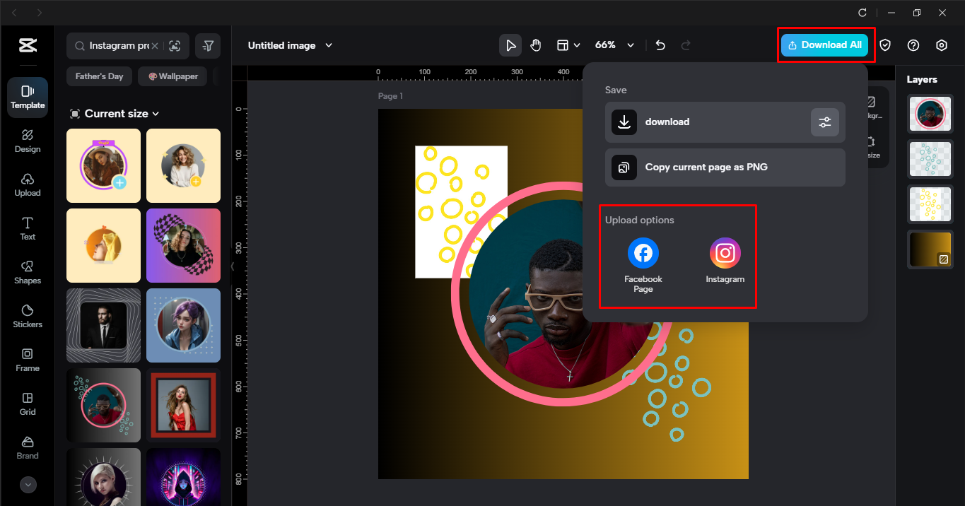 Mengeksport imej profil Instagram daripada editor video desktop CapCut