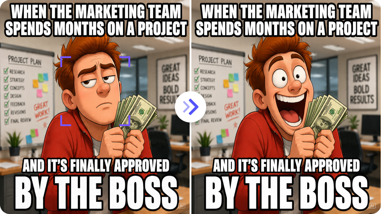 Interactive editing for meme refinement 