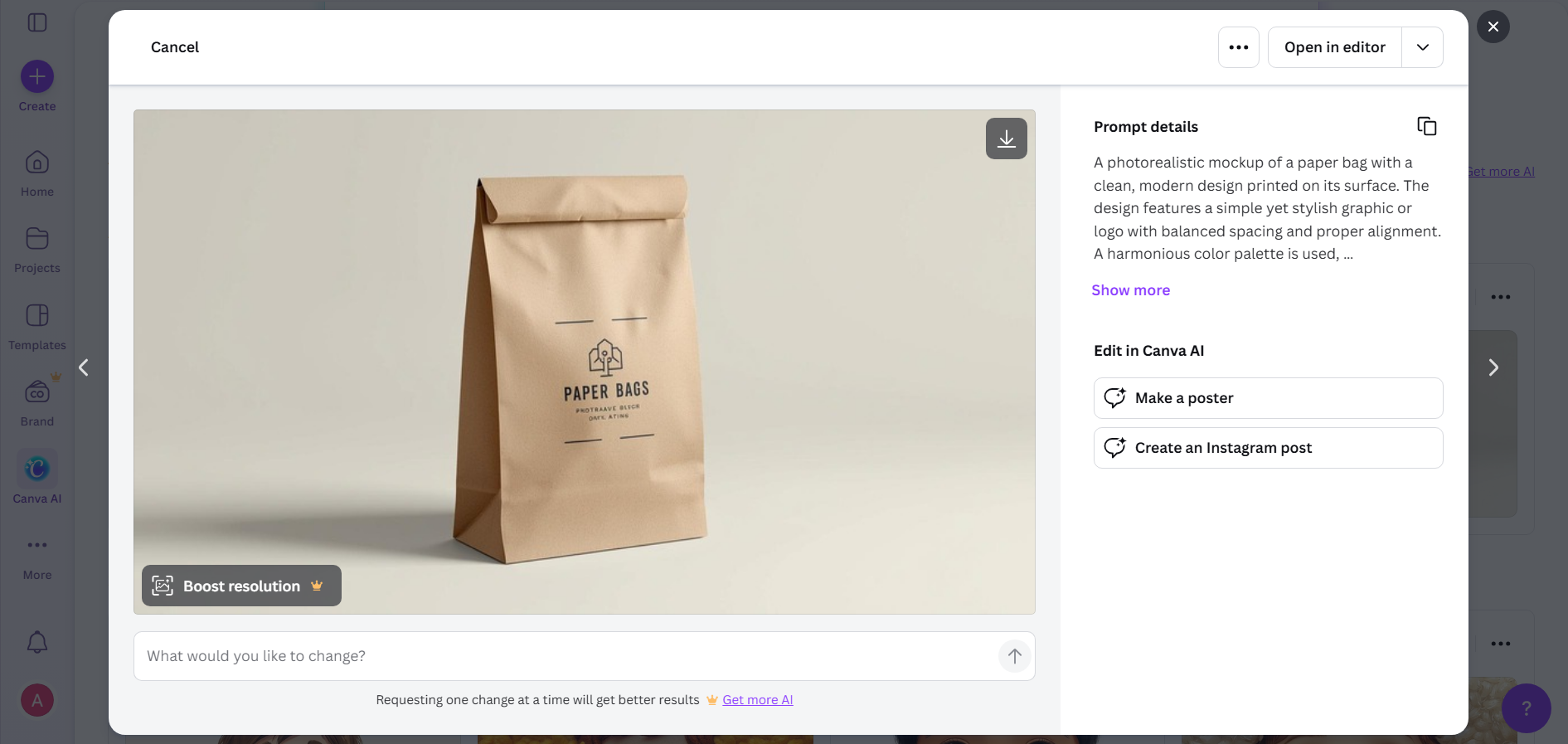 Canva interface