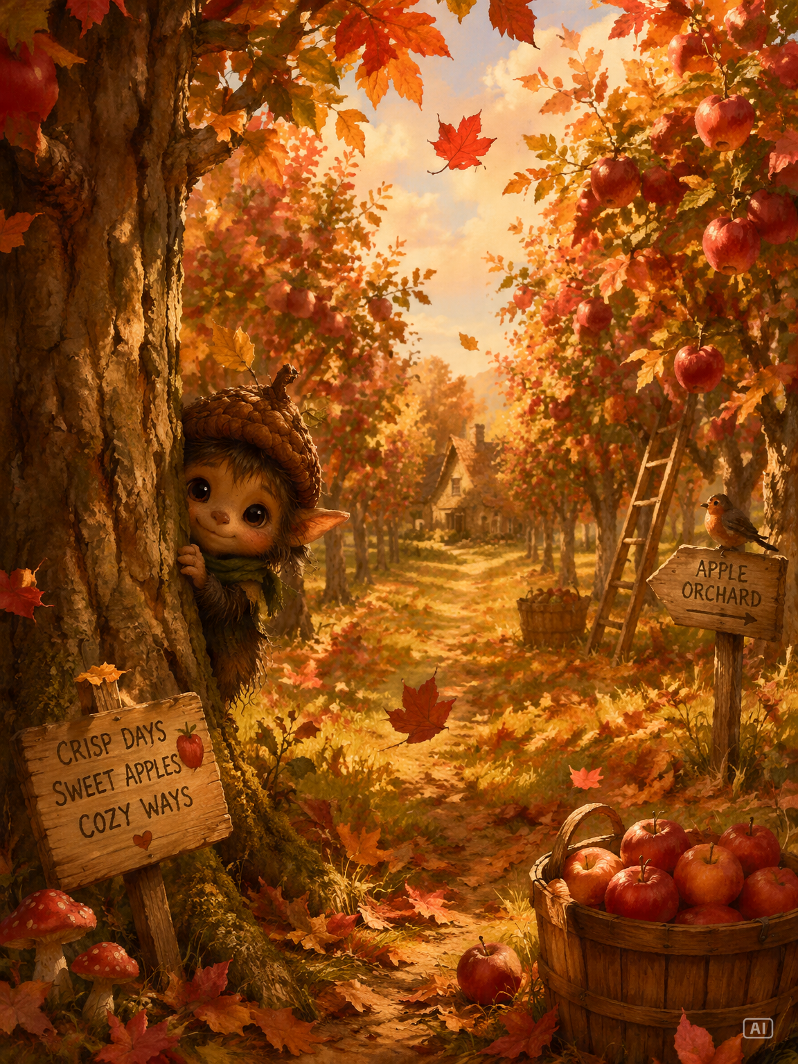 Autumn orchard anime landscape prompt generated by Pippit