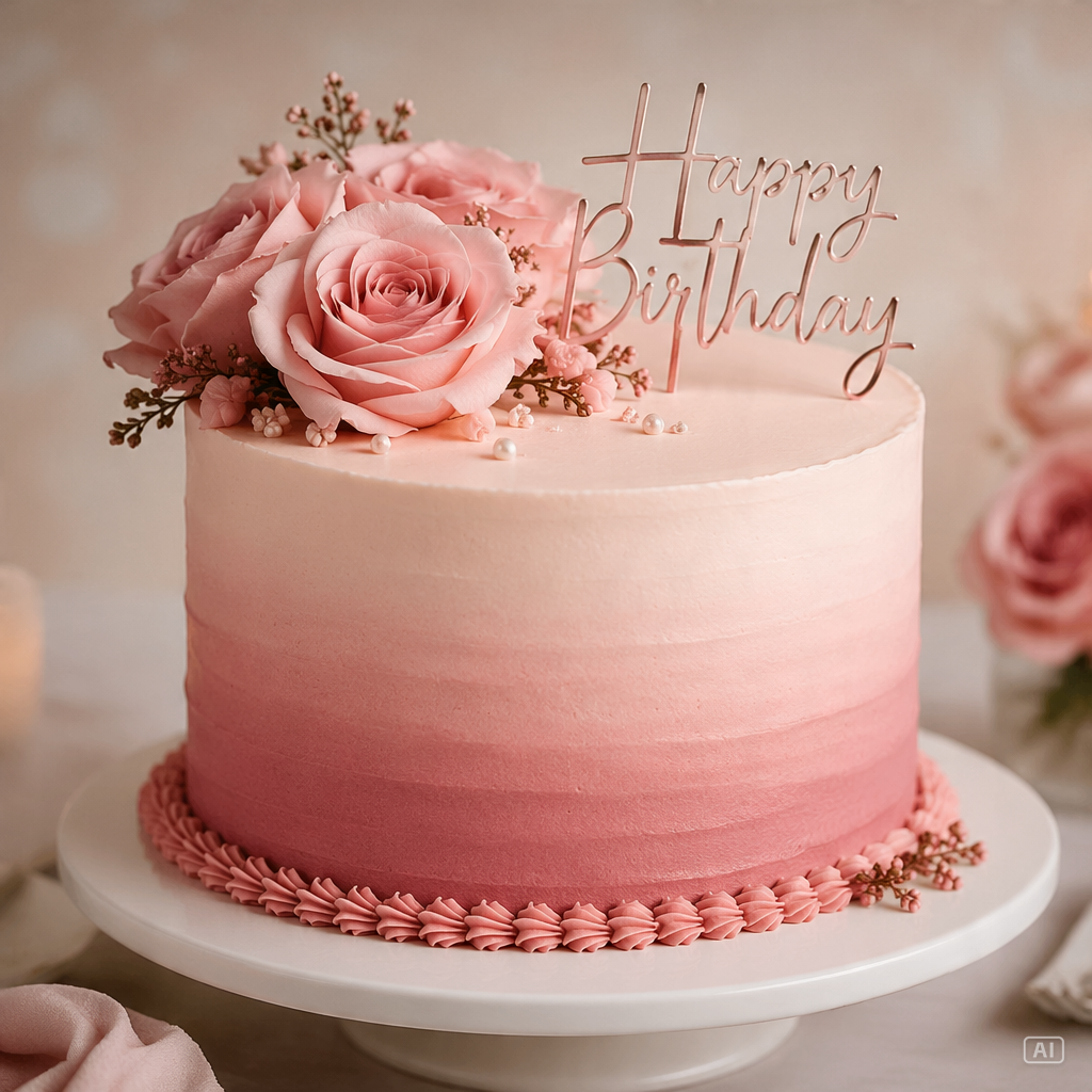 Blush ombre 34th birthday cake generated by Pippit