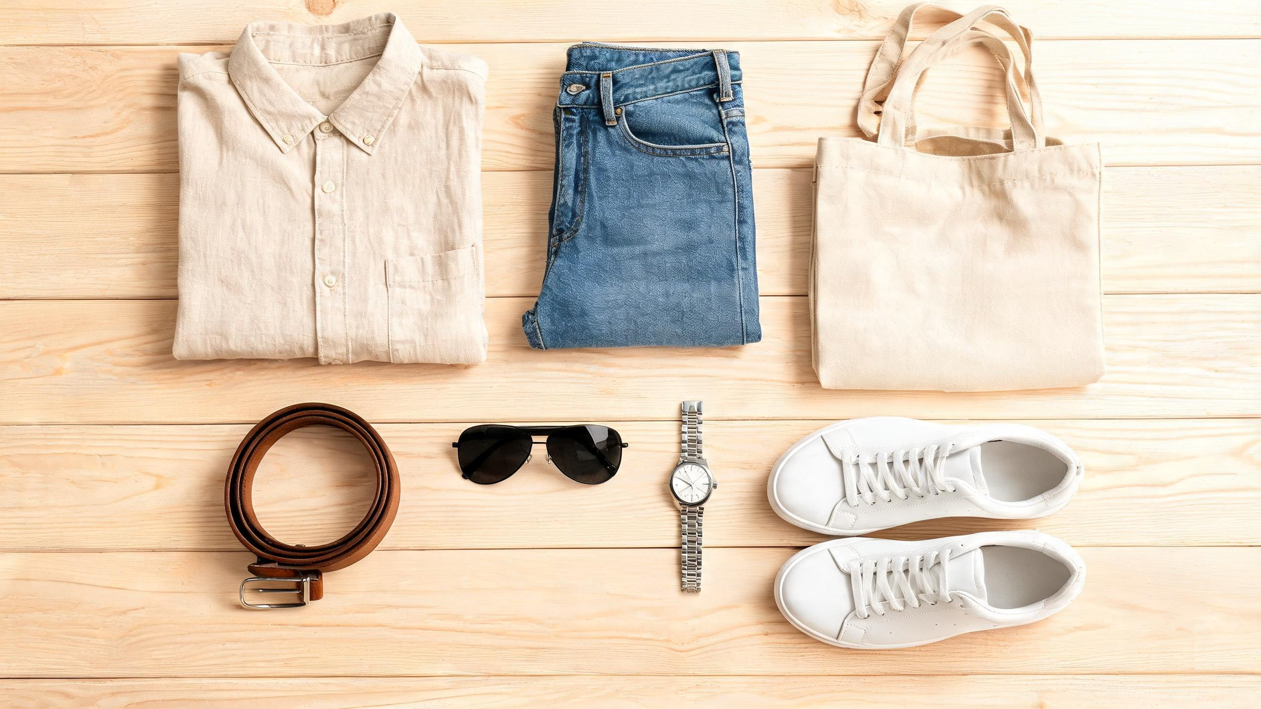 Flat lay clothing photography