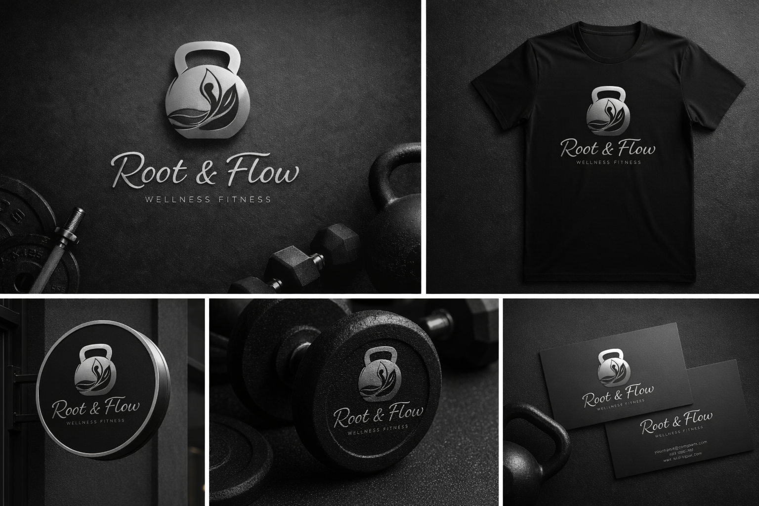 Root & Flow - fitness gym logo design idea