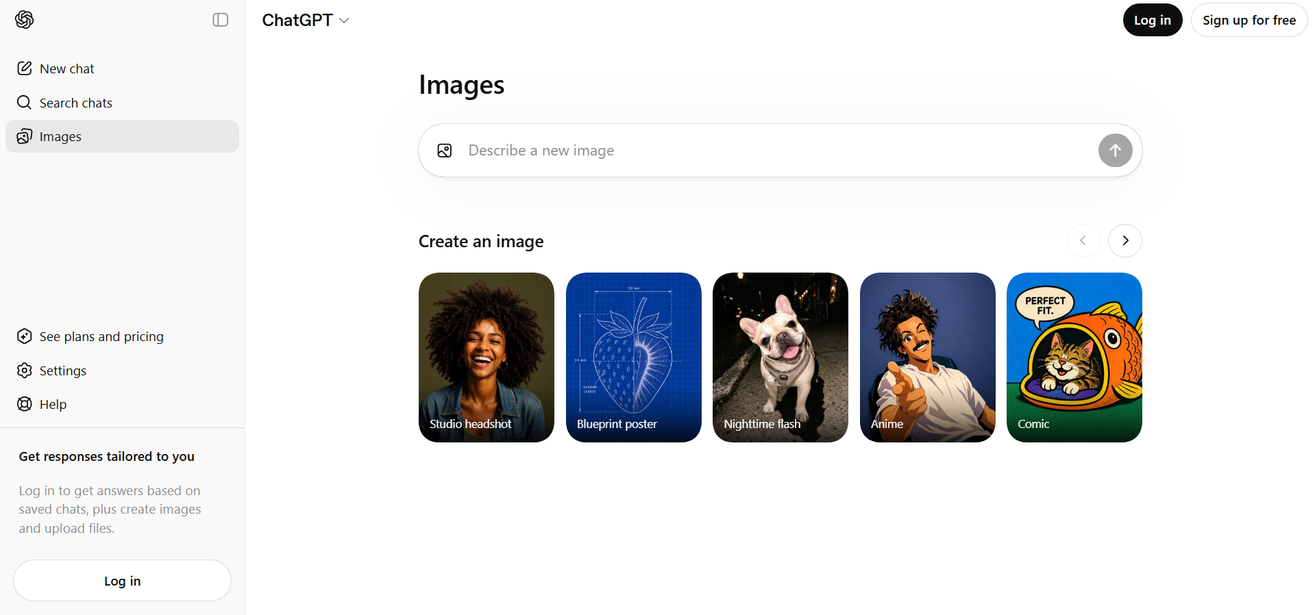 ChatGPT Image interface