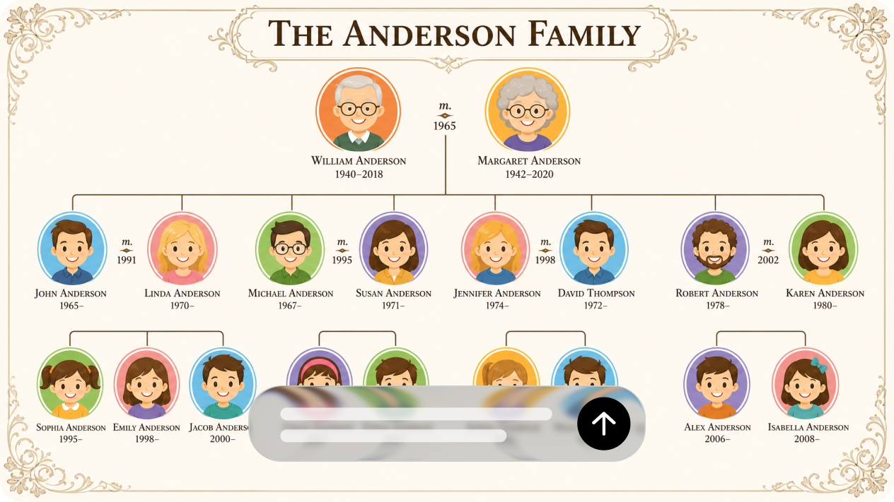 Gerar um diagrama de família a partir de texto e imagens