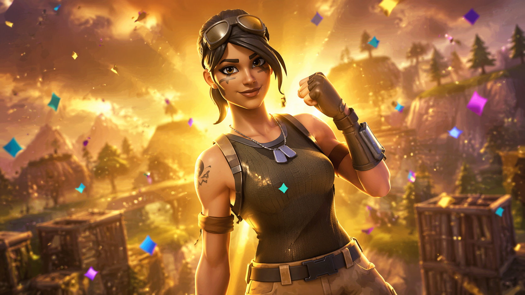 Dreamina fortnite filtru prompt exemplu 6: portret strălucire victorie