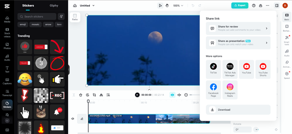 Export and share