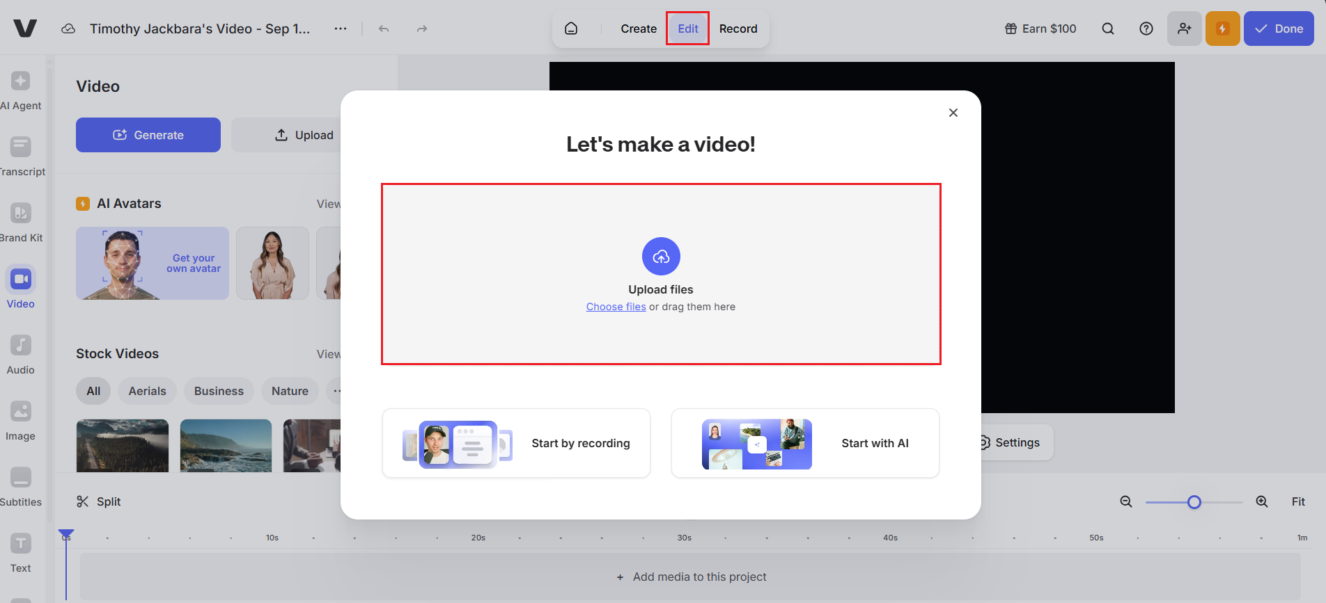 Akses Veed.io dan muat naik kandungan UGC